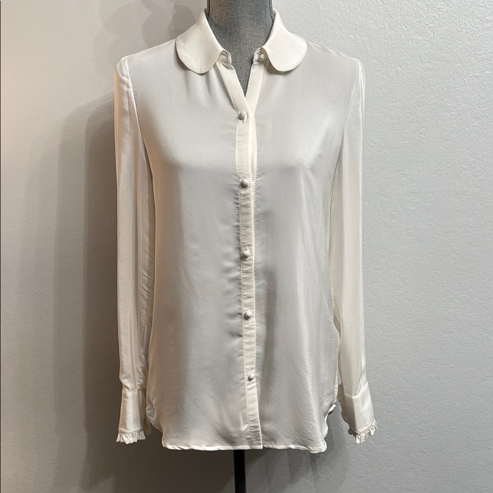 FRAME Women’s 100% Silk White Button-Up Blouse Size Small NWT